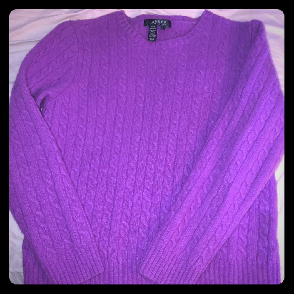 Lavender sweater by Ralph Lauren, crop 3/4 sleeves